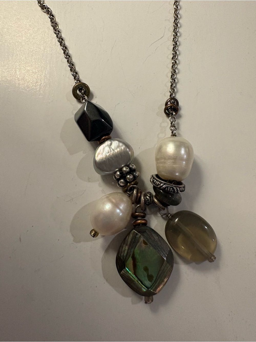 Silpada Sterling Silver Hematite Shell Necklace
